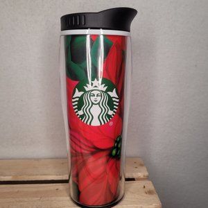 Starbucks Christmas Poinsettia Tumbler 16oz Travel Coffee Mug